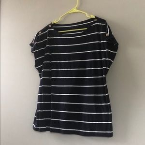 Talbots Navy Striped Shirt
